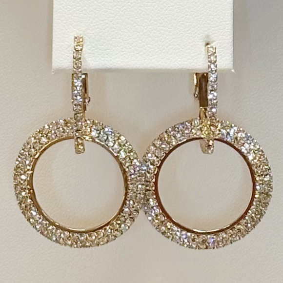 ShopClothingTrunk Jewelry - NWT Gold 2-in-1 Rhinestone Hoop Earrings